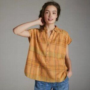 Pilcro Anthropologie “Farmer’s Daughter” Plaid Button-Front Top – Size Small